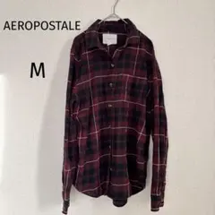 AEROPOSTALE【M】バーガンディチェック長袖シャツ