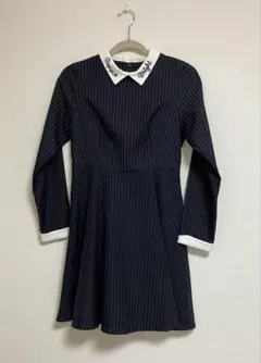 レピピアルマリオ ストライプ柄 紺色ワンピース フォーマル セレモニー 卒服