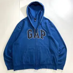 Y2K Old GAP ギャップ ジップ パーカー ロゴ 平成 ターコイズ XL