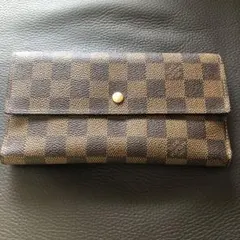 ブ*休様 LOUIS VUITTON ボルドー ダミエ 長財布 ボタン欠損 - メルカリ