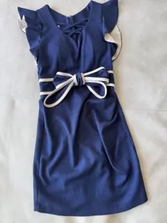 andy Mサイズ　ネイビー ミニキャバドレス フリル袖