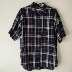 GLOBAL WORK ネイビー チェック柄 半袖シャツ