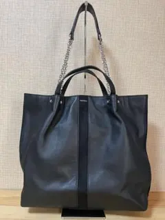 n104/未使用級★DIESELブラックレザー トートバッグ2wayのサムネイル