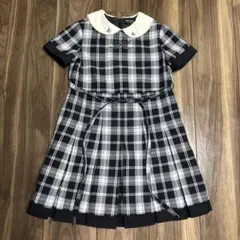 【フォーマル】pom ponette チェック柄 半袖ワンピース 120