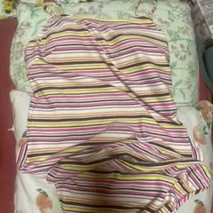 ストライプタンクトップとベージュショートパンツ水着セット