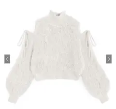 袖2wayフェザーシャギーニットトップス kz312