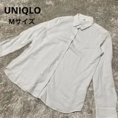 美品♥️UNIQLO＊ホワイトストライプ レーヨン長袖シャツ M