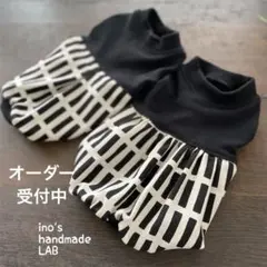 犬服　ハンドメイド　モノトーン北欧柄のバルーンワンピース&タンクトップ