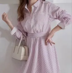 Herlipto　Stripe Shirt Bubble Dress