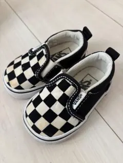 VANS スリッポン ブラック/ホワイトチェック 12cm