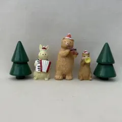 ナチュラルキッチン　クリスマスオブジェ　音楽隊クマ　ウサギ　リス　ツリーセット