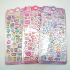 ぷくぷく立体シール 平成女児 透明シール帳 3枚セット