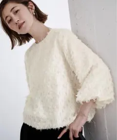 ジャガードバルーンブラウス　　オフホワイト