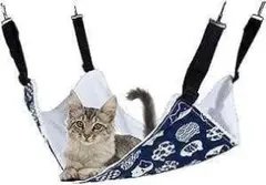 ●猫用ハンモック(M, ブルーベース猫柄）のサムネイル