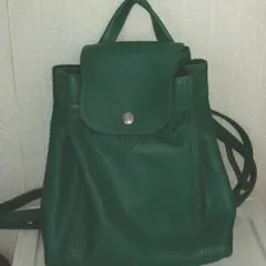 再値下げ★ロンシャン　レザーリュックサック　グリーン