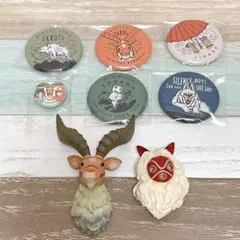 もののけ姫　缶バッジ　もののけたちのフェイスマグネット　まとめ売り