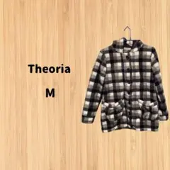 Theoria セオリア フリースコート 灰色 チェック M 古着 ⭐️⭐️⭐️