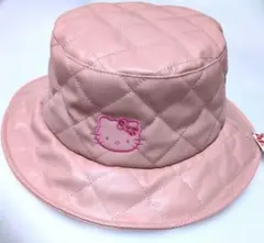 Sanrio ハローキティ ロゴ刺繍　帽子　キルティング バケットハット ピンク