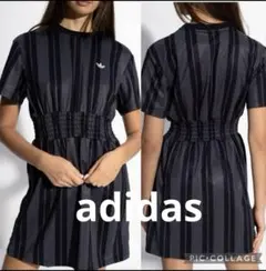 adidas/アディダス オリジナルス ストライプ ワンピース 黒×グレー