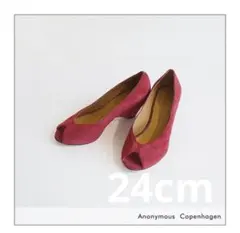 美品　スエード　オープントゥ　パンプス