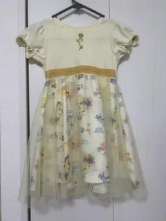 Disney チュール切替ワンピース 美女と野獣 ベル イエロー110