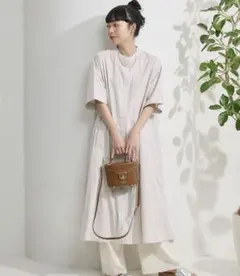 FREAK'S STORE マオカラー 半袖フレアワンピース/シャツワンピース