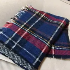 チェック柄ストール ネイビー・レッド
