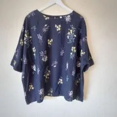 cross talk club 花柄 ポンチョブラウス 黒 Ｌ