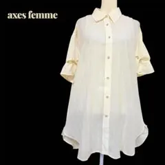 【axes femme】シアーロングブラウス　ゆったり　チェック織り柄