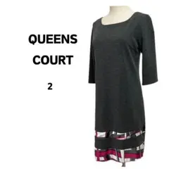 QUEENS COURT クイーンズコート 2 ワンピース 柄 サテン