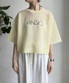 CLOCHE 刺繍シアー PINSIOロゴニット イエロー 2