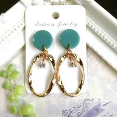 ターコイズフープピアス/イヤリング(ハンドメイド)