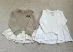長袖トップス　チュニック　カットソー　女の子　プティマイン　アプレレクール　90