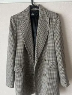 ZARA チェック柄 ダブルブレストジャケット