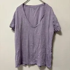 メイドウェル 無地 Ｔシャツ Ｖネック 半袖 薄紫 Ｍ 紫 綿 夏 デート 旅行のサムネイル