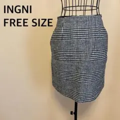 【INGNI】チェックミニスカート/ブラック/ホワイト/タイトスカート