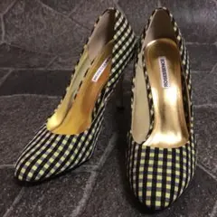 ROSESSENCE パンプス チェック イエロー