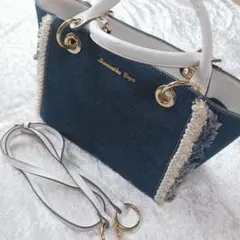 サマンサベガ ハンドバッグ デニム パール フリンジ 2WAY トートバッグ