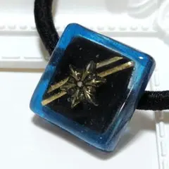 【匿名配達メール便】青　星　ゴールド　ヘアゴム　ハンドメイド