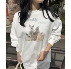 NICE CLAUP うさロゴスウェット F ホワイト