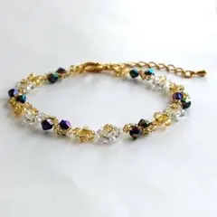 ビーズブレスレット ゴールド フラワー ハンドメイド