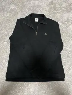 LACOSTE ブラック ハーフジップ トレーナー
