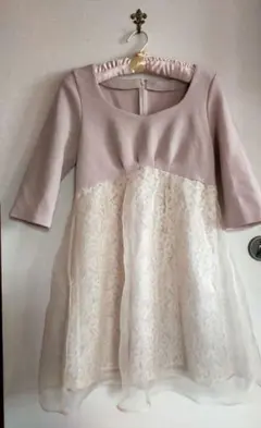 JILL STUART ピンクベージュ レース ミニワンピース