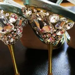 ミュウミュウ ビジュー付き ピンヒールサンダル 未使用