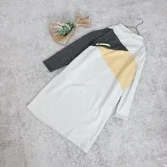 A3497【SUPER LADY/山本寛斎】カラーブロック長袖ワンピース/裏起毛