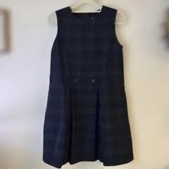 ユニクロ　ネイビーチェック ワンピース 160