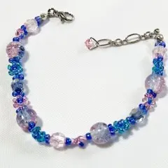 ハンドメイド ブレスレット ピンク 青 紫