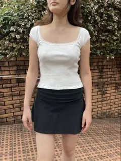 Brandy melville レース シャツ 海外ガール 黒 紺