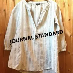 JOURNAL STANDARD リネン100%ストライプ長袖チュニックブラウス