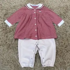 現行品 ファミリア カバーオール ロンパース セーラー レッド 長袖 70